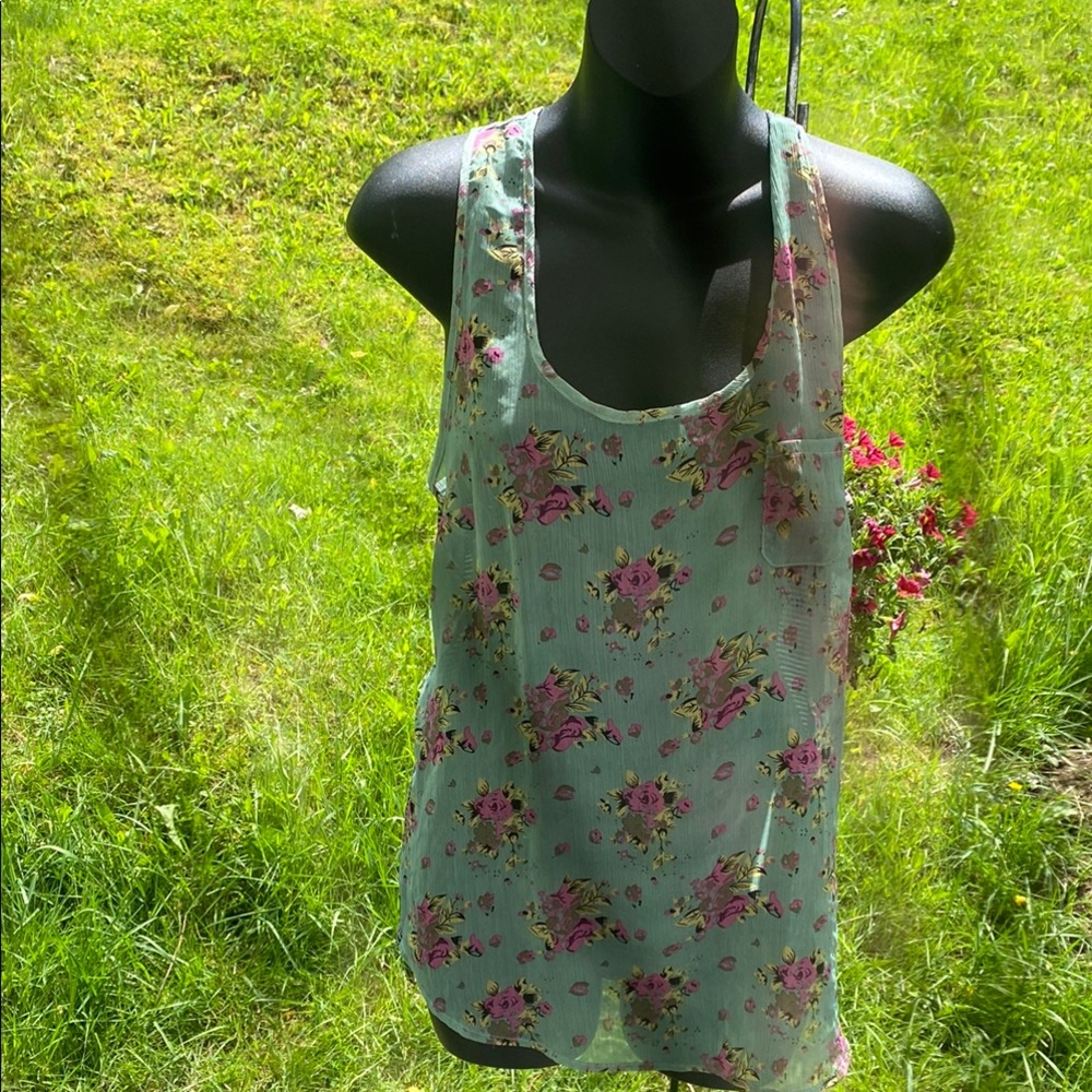 American Rag Green and Pink Tank Top Vibrant and Stylish